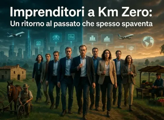 imprenditori contemporanei mentre varcano il confine verso un’economia a chilometro zero.