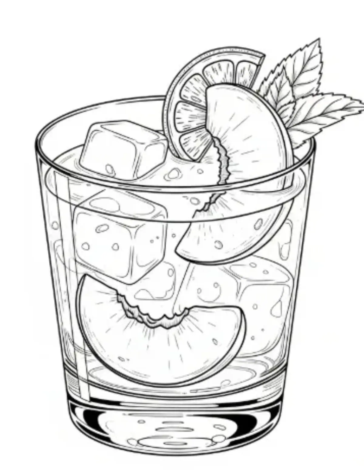 Cocktail "bicchiere trasparente" con ghiaccio e decorazione
