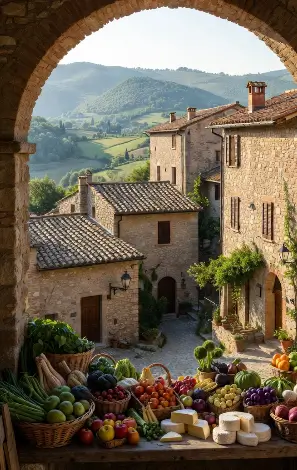 Prodotti Tipici esposti in un borgo Italiano