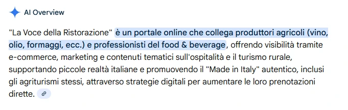 lavocedellaristorazione.it descrizione AI MODE - GOOGLE