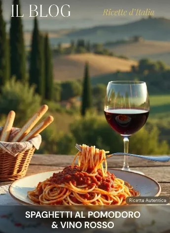 Sul tavolo di legno massiccio grezzo, illuminato da una lampada a sospensione in ferro battuto con luce calda gialla, c’è un piatto fondo di ceramica bianca sbeccata con spaghetti aglio, olio e peperoncino appena mantecati, fili di prezzemolo fresco sparsi sopra e un filo d’olio extravergine che brilla. Accanto al piatto: un bicchiere di vino rosso corposo mezzo pieno, una pagnotta casereccia appena spezzata con mollica alveolata visibile, un rametto di rosmarino e due spicchi d’aglio schiacciati su un tagliere.